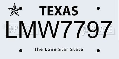 LMW7797 Texas License Plate