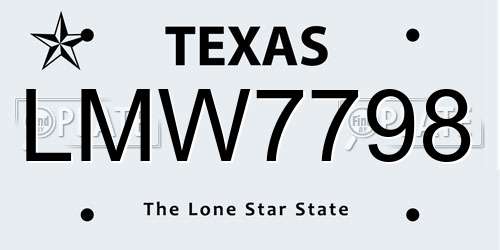LMW7798 Texas License Plate