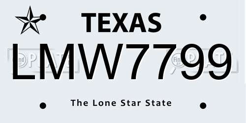 LMW7799 Texas License Plate