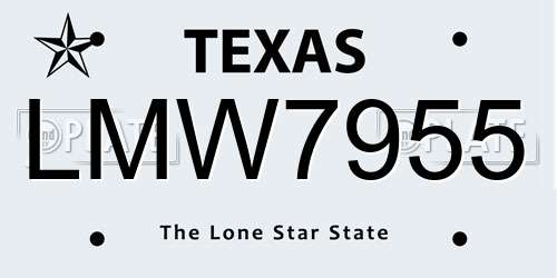 LMW7955 Texas License Plate