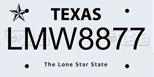 LMW8877 Texas License Plate