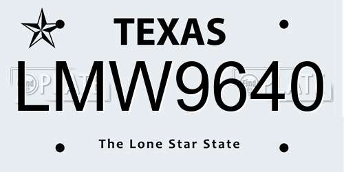 LMW9640 Texas License Plate
