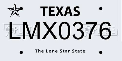 LMX0376 Texas License Plate