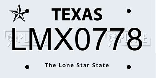 LMX0778 Texas License Plate