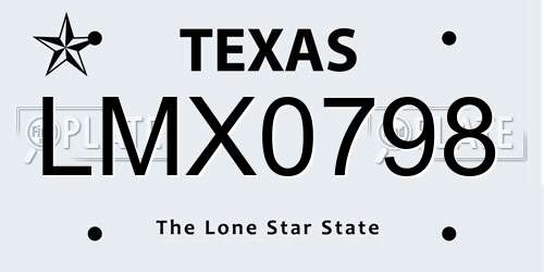 LMX0798 Texas License Plate
