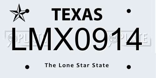LMX0914 Texas License Plate
