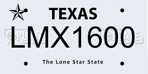 LMX1600 Texas License Plate