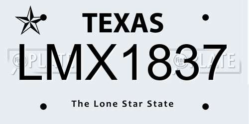 LMX1837 Texas License Plate