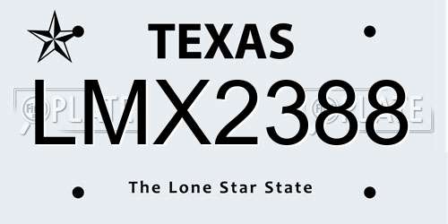 LMX2388 Texas License Plate