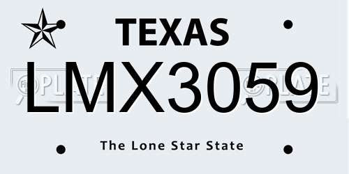 LMX3059 Texas License Plate