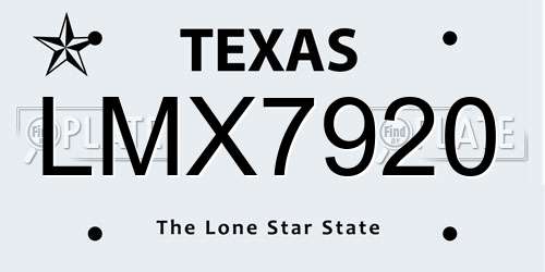 LMX7920 Texas License Plate
