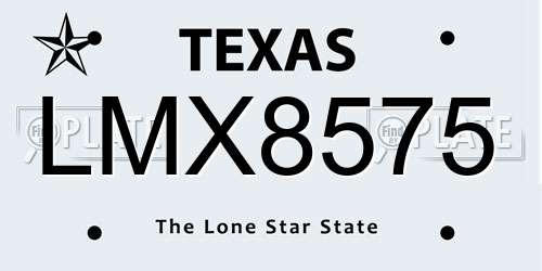 LMX8575 Texas License Plate