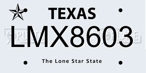 LMX8603 Texas License Plate