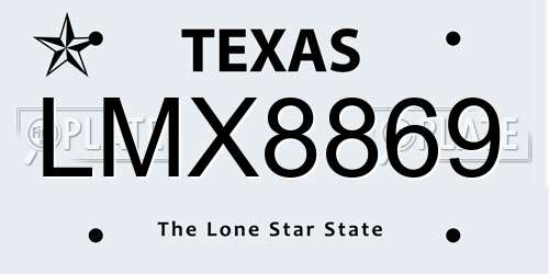 LMX8869 Texas License Plate