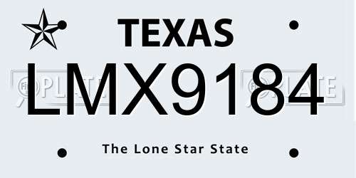 LMX9184 Texas License Plate