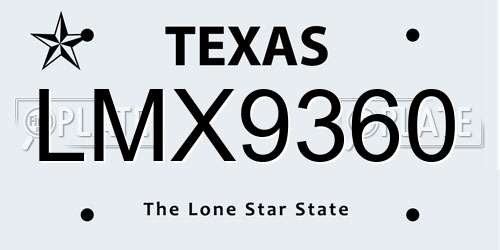 LMX9360 Texas License Plate