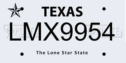 LMX9954 Texas License Plate