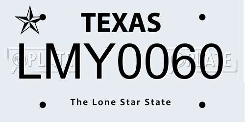 LMY0060 Texas License Plate