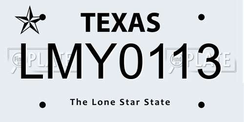 LMY0113 Texas License Plate
