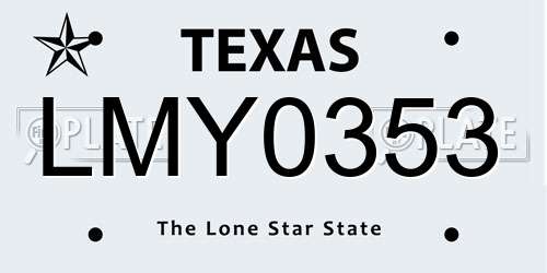 LMY0353 Texas License Plate