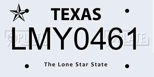 LMY0461 Texas License Plate