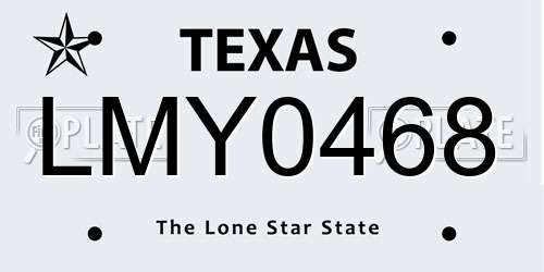 LMY0468 Texas License Plate