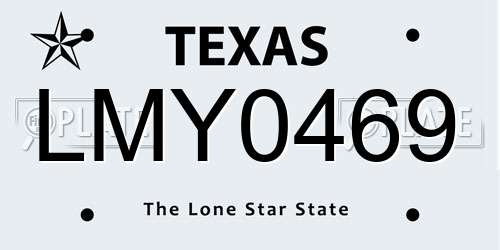 LMY0469 Texas License Plate