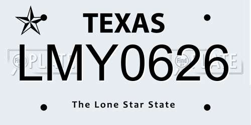 LMY0626 Texas License Plate