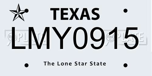LMY0915 Texas License Plate