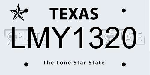 LMY1320 Texas License Plate