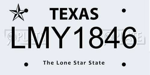 LMY1846 Texas License Plate