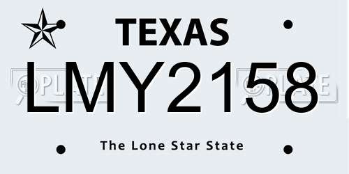 LMY2158 Texas License Plate