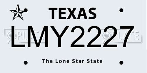 LMY2227 Texas License Plate
