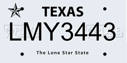 LMY3443 Texas License Plate