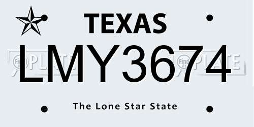LMY3674 Texas License Plate
