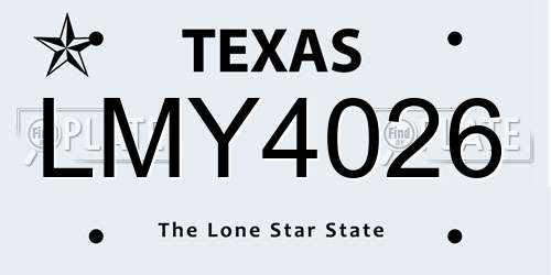 LMY4026 Texas License Plate