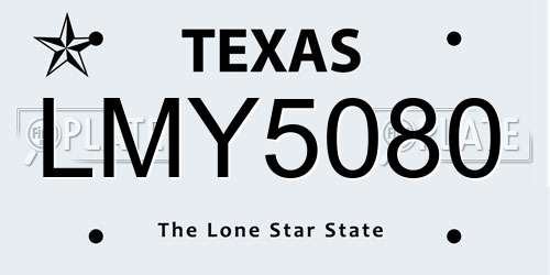 LMY5080 Texas License Plate