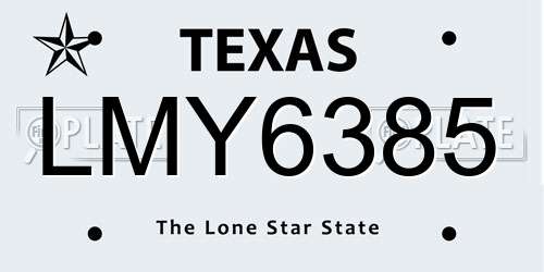 LMY6385 Texas License Plate