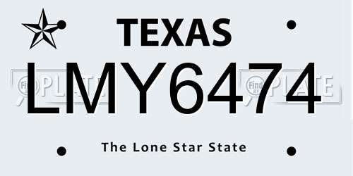 LMY6474 Texas License Plate