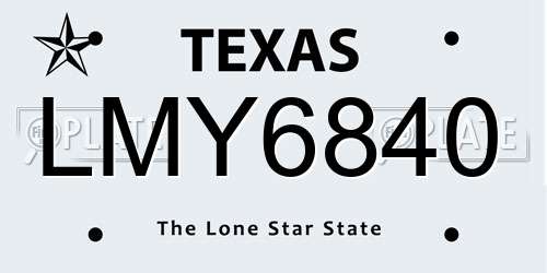 LMY6840 Texas License Plate