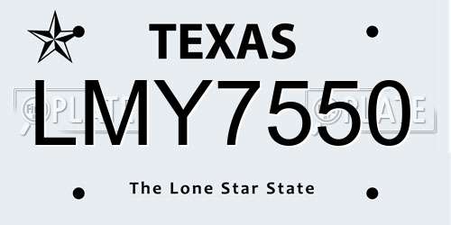 LMY7550 Texas License Plate