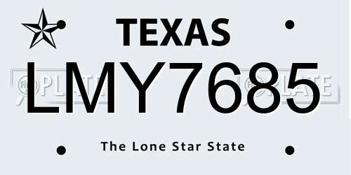 LMY7685 Texas License Plate