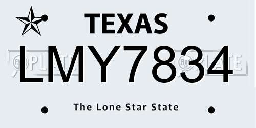 LMY7834 Texas License Plate