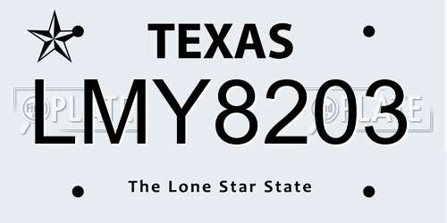 LMY8203 Texas License Plate