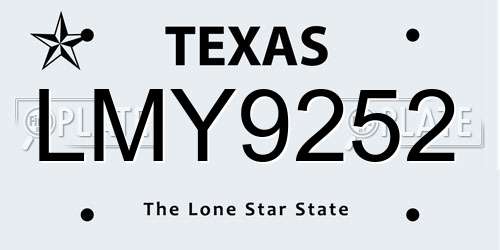LMY9252 Texas License Plate