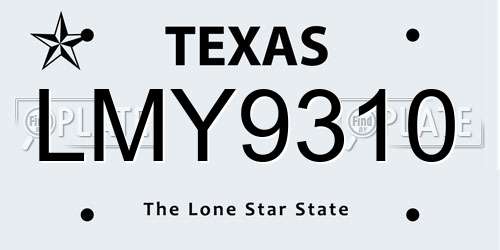 LMY9310 Texas License Plate