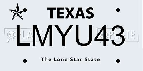 LMYU43 Texas License Plate