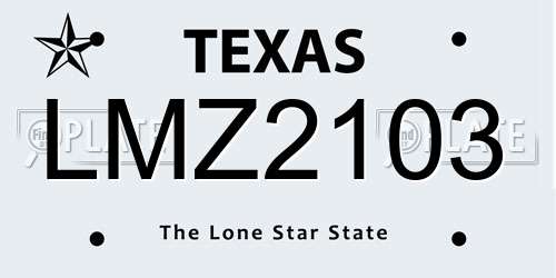 LMZ2103 Texas License Plate