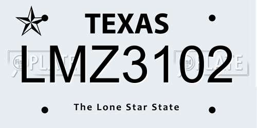 LMZ3102 Texas License Plate