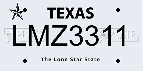 LMZ3311 Texas License Plate